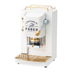 Kaffeepadmaschine Faber Pro Deluxe Weiß/Gold  mit Ganzkörper aus matt / glänzend lackiertem Edelstahl / für 44mm ESE
