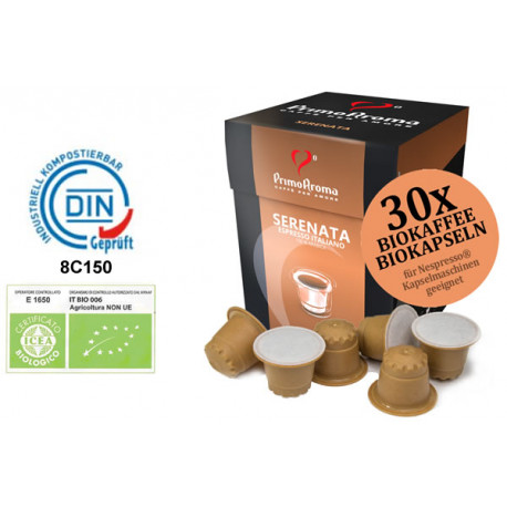 Serenata 100 % Arabica  Biokaffee in der Bioholz-Kapsel | Biologisch abbaubar und kompostierbar